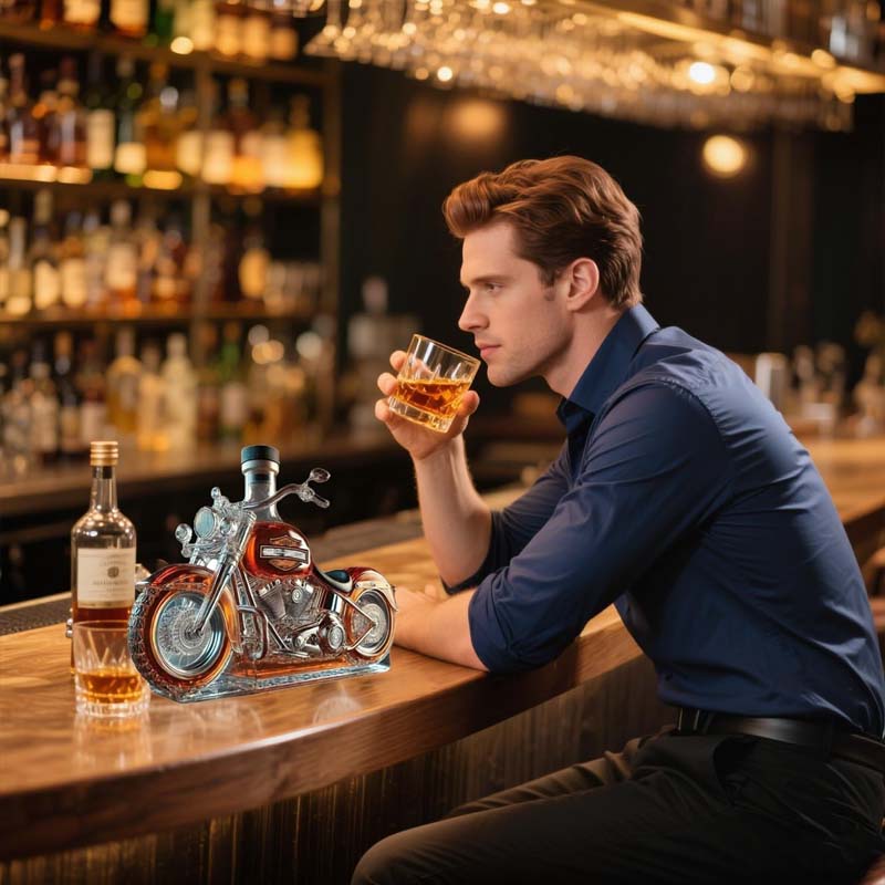 Creative glass wine bottle for motorcycles