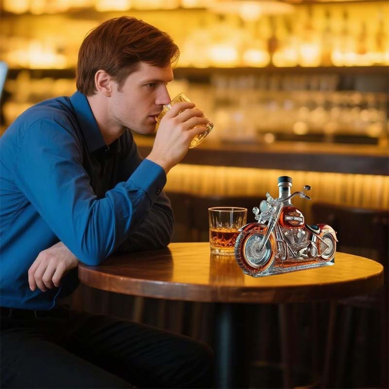 Creative glass wine bottle for motorcycles