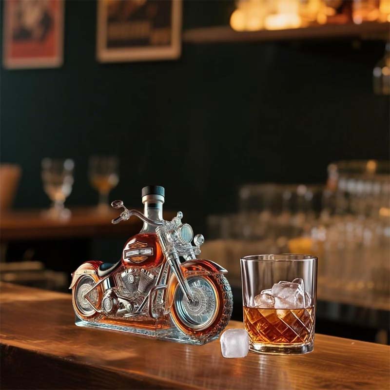 Creative glass wine bottle for motorcycles