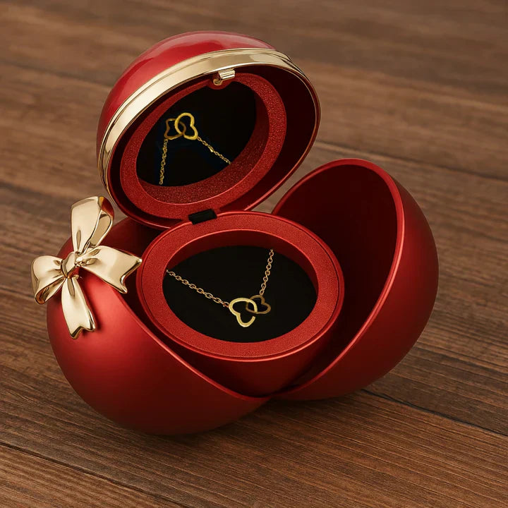 Eternal Rose Gift Set – Double Heart Engraved Necklace